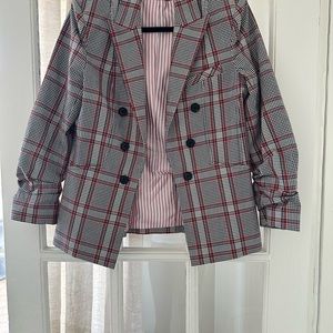 Plaid Double-Breasted Blazer
